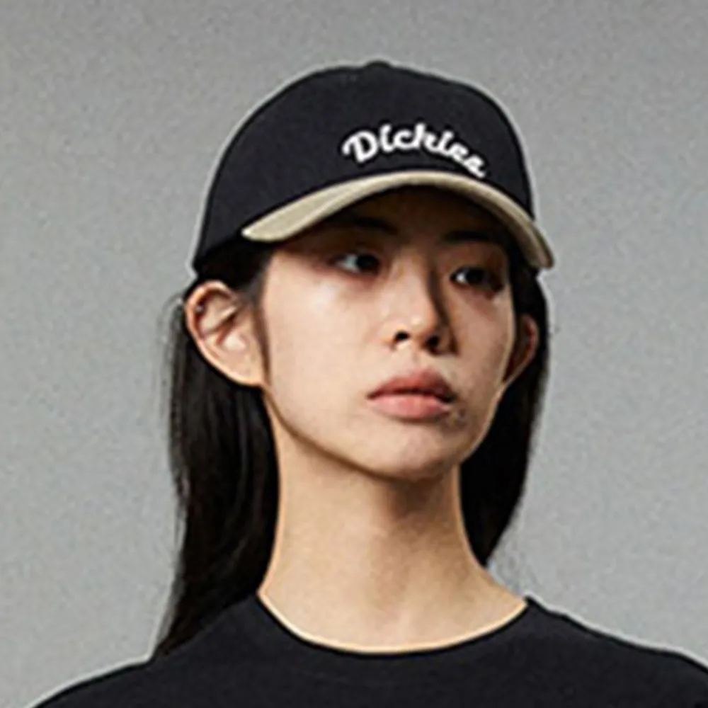 【Dickies】男女款黑色撞色純棉品牌刺繡Logo棒球帽｜DK013030BLK(帽子)