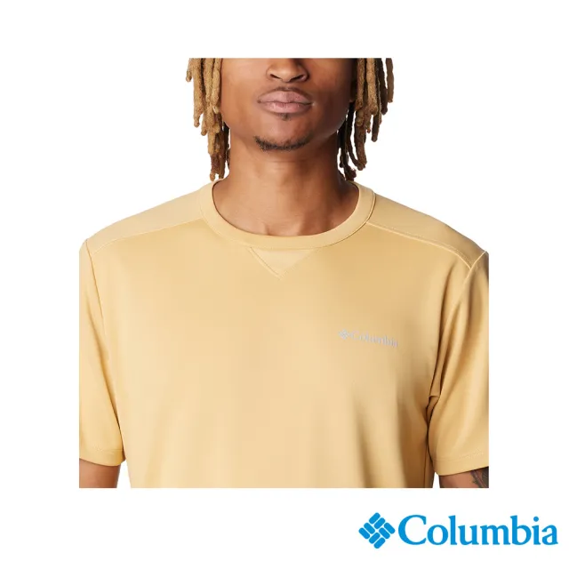 【Columbia 哥倫比亞 官方旗艦】男款-Black Mesa™涼感快排短袖上衣-黃色(UAO14400YL/IS  明星商品)