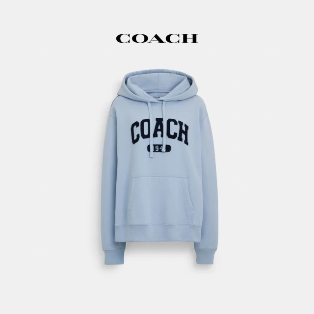 COACH 官方直營運動風經典Logo連帽衫-淺藍色(CR042)