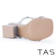 【TAS】氣質細緻鑽條粗跟涼鞋(銀色)