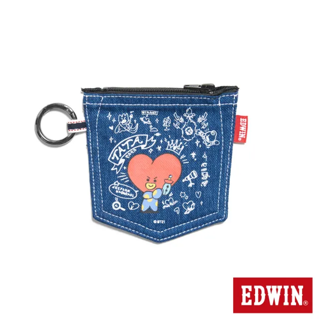 【EDWIN】男女裝 BT21牛仔證件套(紅色)