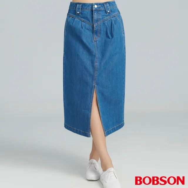 【BOBSON】女款高腰打褶長裙(D139-53)