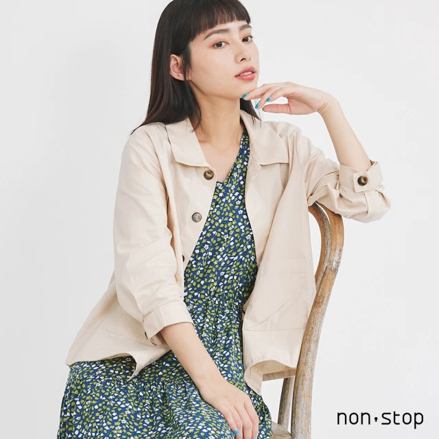 【non-stop】純棉素面七分袖外套-2色