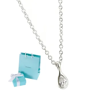 【Tiffany&Co. 蒂芙尼】925純銀-鑲7分鑽水滴造型墜飾項鍊(展示品)