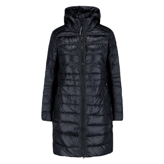 【CANADA GOOSE】春夏新款 女款 CYPRESS HOODED 長版連帽羽絨外套-黑色(XS號、S號、M號)