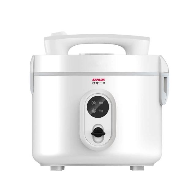  SANLUX臺灣三洋 DECJ-210A5 電子鍋，適合10人份家庭使用，採用4MM厚不沾塗層合金內鍋，尺寸255x260x300mm，110V/60Hz電壓，消耗功率600-700W，重量約3.4Kg，中國製造，享有1年保固及BSMI R35077認證。簡易操作，煮食快速，白色系設計美觀實用，是理想的家用電子鍋選擇。 