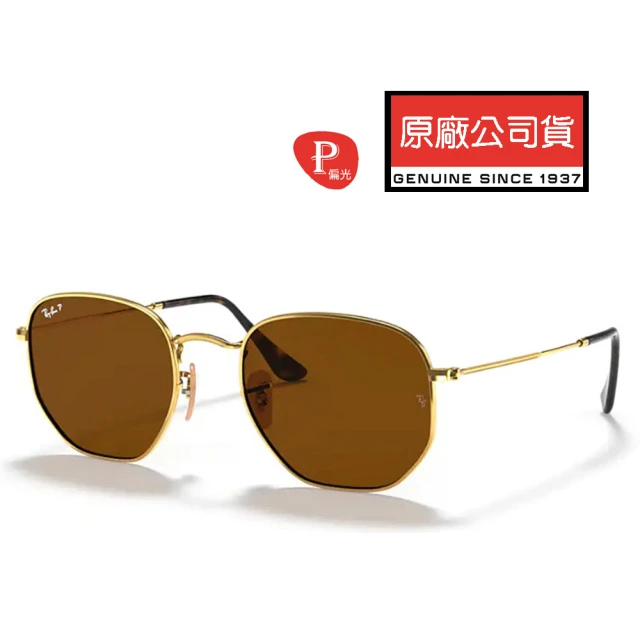 RayBan 雷朋 金屬多邊形偏光太陽眼鏡 RB3548N 001/57 54mm 金框深茶偏光鏡片 公司貨