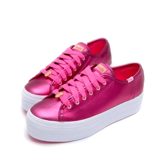 【Keds】BARBIE TRIPLE UP 芭比聯名經典粉色厚底皮革休閒鞋(9241W133609)