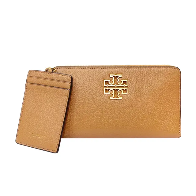 【TORY BURCH】Britten系列奶茶色大TB logo長夾/附證件夾(141004-221)