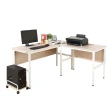 【DFhouse】頂楓150+90公分大L型工作桌+主機架 -黑橡木色
