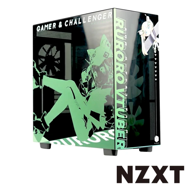 【NZXT 恩傑】H7 Elite 機殼 黑綠 2023 Ruroro the challenger Ft.璐洛洛限量版(核心扇 / 2023)