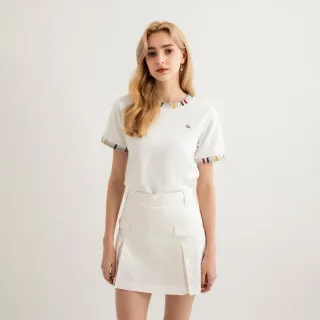 【Arnold Palmer 雨傘】女裝-經典配色提織領短袖上衣(白色)