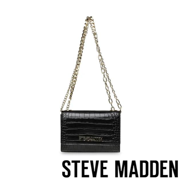 STEVE MADDEN BRAYE 鱷魚壓紋信封鍊條包(黑色)