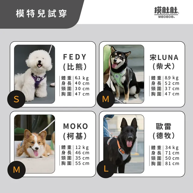 【MODODO 摸肚肚】城市漫步胸背帶(寵物胸背帶 狗狗胸背帶 毛孩胸背帶 寵物用品)