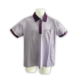 【SaintClair】法國品牌MIT台灣製經典條紋休閒短袖POLO衫-合身版(H2238-72紫)