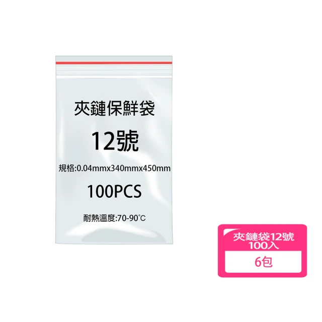 PE 夾鏈袋12號 -100入X6包(密封袋 包裝袋 電商 拍賣)