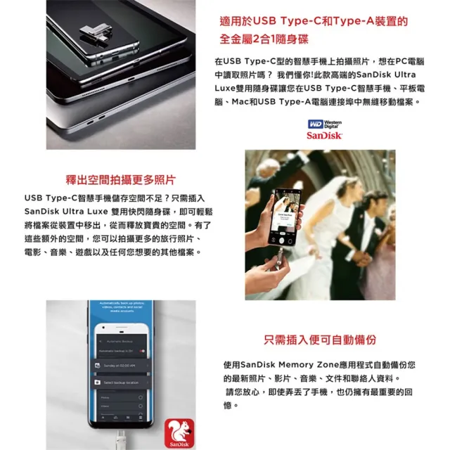 【SanDisk 晟碟】全新版 64GB Ultra Luxe TYPE-C USB 3.2 全金屬 雙用隨身碟(原廠5年保固 最高讀速400MB/s)