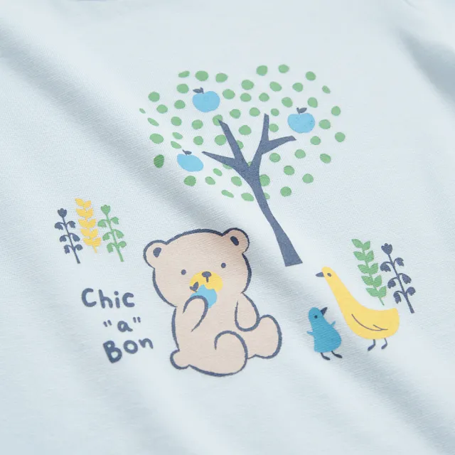 【奇哥官方旗艦】Chic a Bon 嬰幼童裝 歡樂莊園短袖側開內衣兔裝/包屁衣-冰淇淋紗(6-24個月)