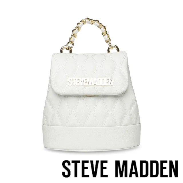 【steve madden】BCHERISH 菱格紋鍊條後背包(白色)