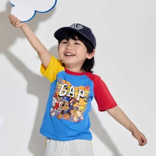 【GAP】兒童裝 Gap x 汪汪隊立大功聯名 Logo純棉印花圓領短袖T恤-藍色(510050)
