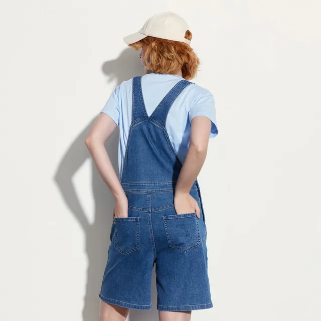 【GAP】女裝 牛仔吊帶短褲-深藍色(465006)