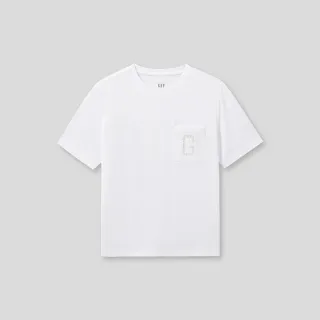 【GAP】女裝 Logo圓領短袖T恤-白色(464839)
