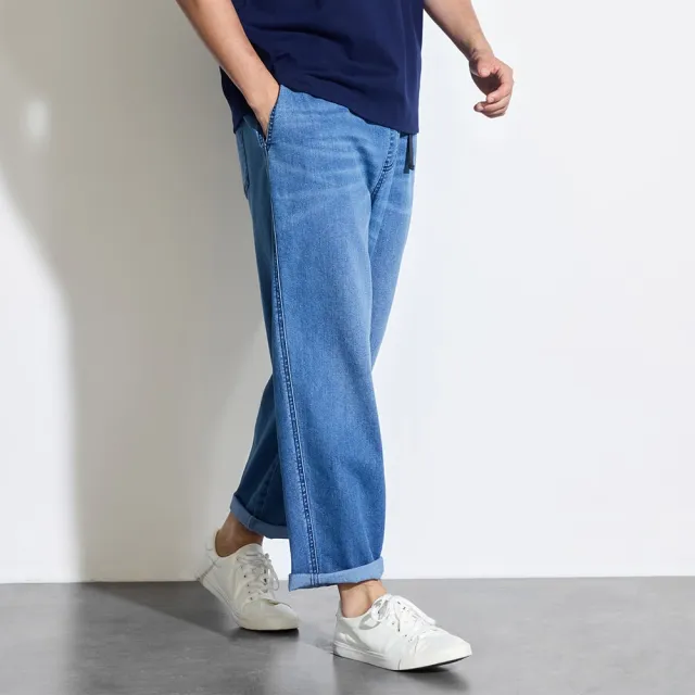 【GAP】男裝 鬆緊錐形牛仔褲-淺藍色(461224)