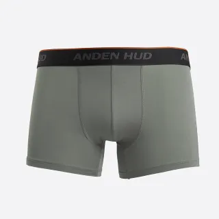 【Anden Hud】男款_吸濕排汗機能系列．短版腰帶平口內褲(杉灰-黑橘邊緊帶)