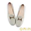 【ORIN】Ｈ字飾釦真皮樂福平底鞋(灰色)