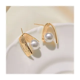 【OB 嚴選】法式貝珠刷紋金屬925銀針耳環 《XA360》
