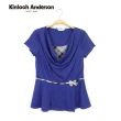 【Kinloch Anderson】時尚格紋垂領假兩件上衣 金安德森女裝(KA0555307 深藍/粉)