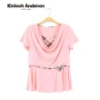【Kinloch Anderson】時尚格紋垂領假兩件上衣 金安德森女裝(KA0555307 深藍/粉)