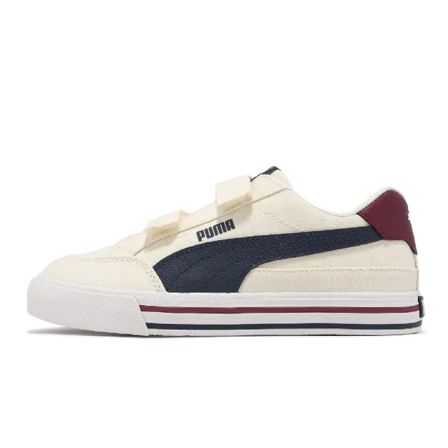 【PUMA】休閒鞋 Court Classic VULC FS V PS 中童 米白 紅 魔鬼氈 小朋友 運動鞋(396560-01)