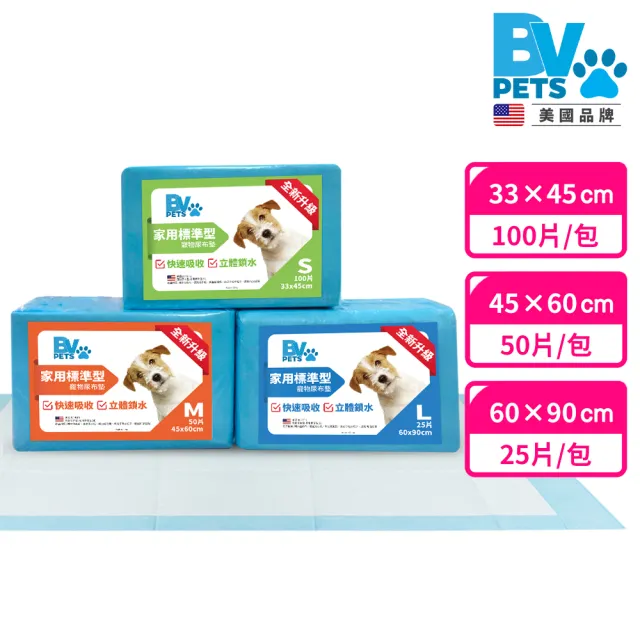 【美國BV Pets】1.5kg家用標準型寵物尿布墊(寵物尿墊/尿布/尿片/犬貓適用)