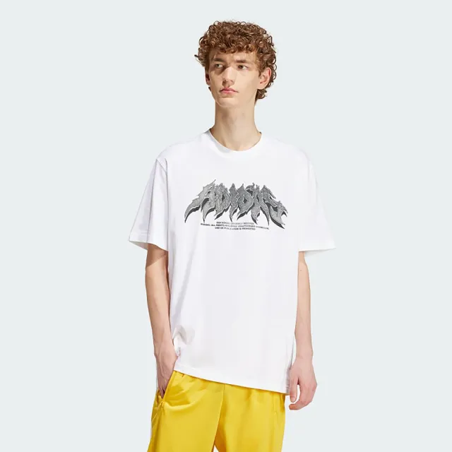 【adidas 愛迪達】上衣 男款 短袖上衣 運動 FLAMES CONC T OR 白 IS2946