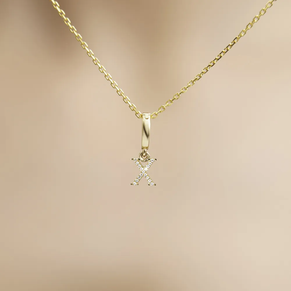 【Olivia Yao Jewellery】18K金 鑽石字母X 吊墜(HAUTE Collection/送禮/客製化)