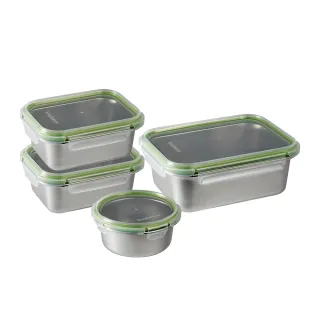 【CorelleBrands 康寧餐具】可微波304不鏽鋼保鮮盒4件組(任選/均一價)