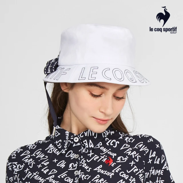 LE COQ SPORTIF 公雞 高爾夫系列 女款白色帽沿刺繡時尚緞帶遮陽帽 QLT0J171