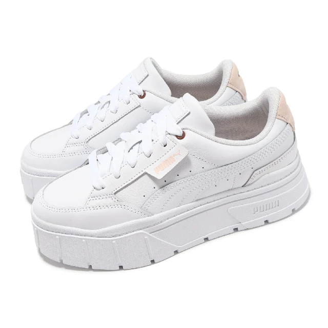 PUMA 休閒鞋 Mayze Stack Soft Wns 女鞋 白 皮革 厚底 增高 全白 小白鞋(391083-08)