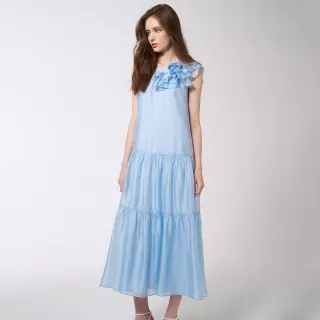 【MOMA】夏日海洋削肩玫瑰洋裝(淺藍色)