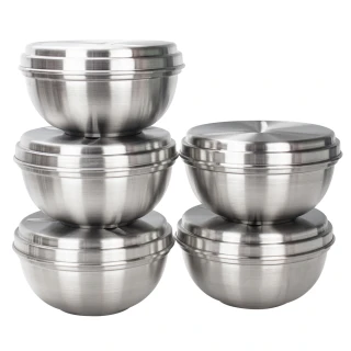 【PERFECT 理想】理想牌極緻316不銹鋼16cm附蓋隔熱碗-5入兒童碗