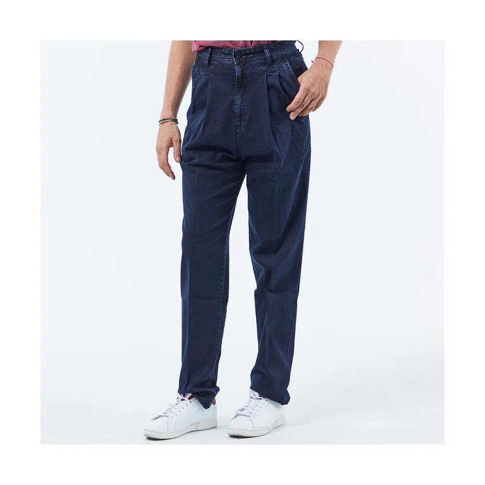 【NST JEANS】老紳士 夏季薄款 輕薄原色中高腰寬版打摺褲(005-67405)