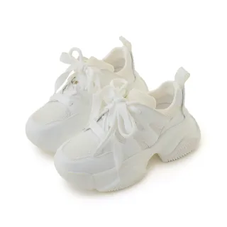 【amai】潮流異材質拼接厚底老爹鞋 小白鞋 運動鞋 休閒鞋 厚底鞋 懶人鞋 大尺碼 GS13-3WT(白色)