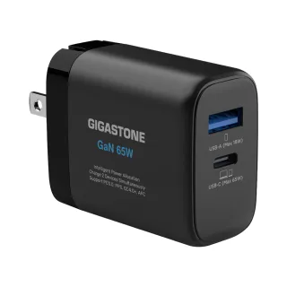 【GIGASTONE 立達】65W GaN氮化鎵雙孔USB-C+A PD快充充電器PD-7655B(支援iPhone15/MacBook/筆電快充充電頭)
