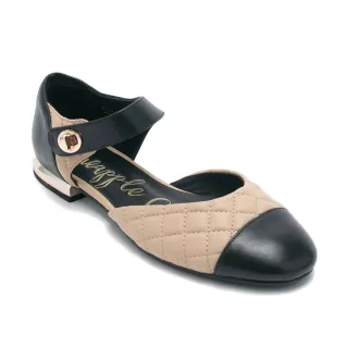 【Pineapple Outfitter】IDAHO 羊皮絎縫小香風平底鞋(米杏色)