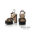 【Keeley Ann】撞色交叉帶高跟涼鞋(黑色422647110-Ann系列)