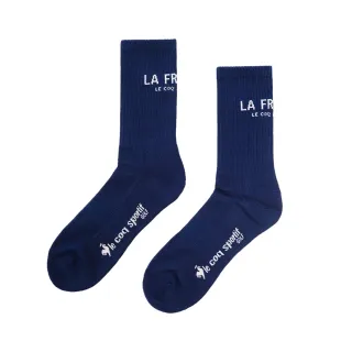 【LE COQ SPORTIF 公雞】高爾夫系列 男款藍色百搭運動長襪 QGT0K012