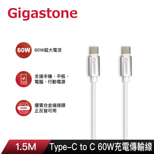 【GIGASTONE 立達】GaN 65W氮化鎵Type-C雙孔快充充電器+C to C充電傳輸線(iPhone15/Macbook/Switch充電頭)