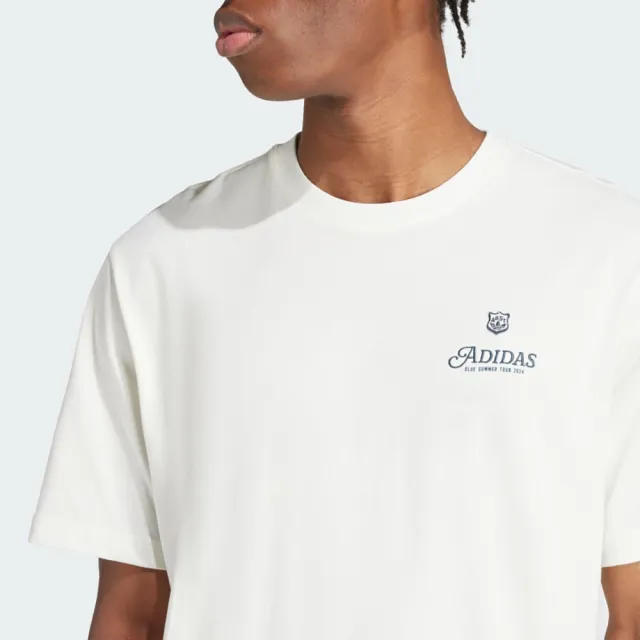 【adidas 愛迪達】上衣 男款 短袖上衣 運動 LEISURE TEE OR 白 IS2937