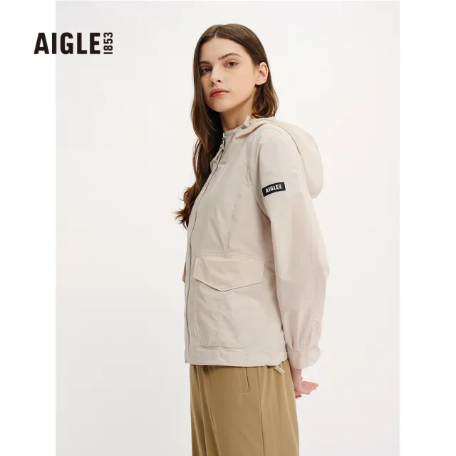 【AIGLE】女抗UV防潑外套AG-4P253A138 淺卡其(女裝 抗UV外套 防潑水外套)